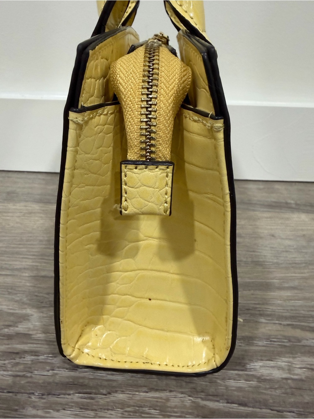 ALDO Yellow Croc-Embossed Satchel with Contrast Trim - Picture 6 of 7